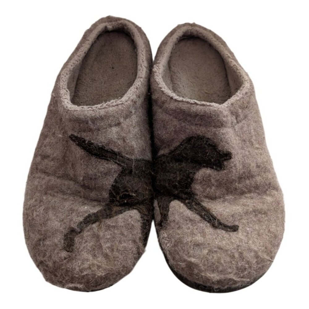 LL Bean Daybreak Scuffs Slippers Womens 8 Wool Dog Lab Mule Clog Fleece Lined